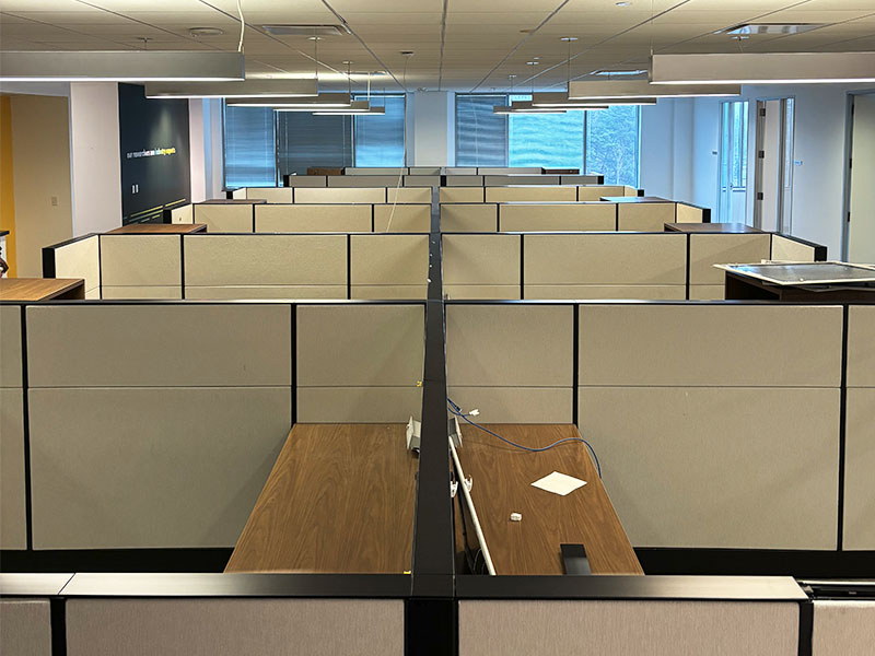Cubicles in an office building.